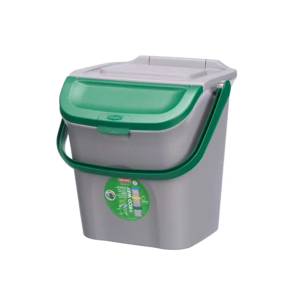 Šiukšlių dėžė Stefanplast ECOWAY Žalia Pilka polipropileno 28 L Sudedamas (6 vnt.)