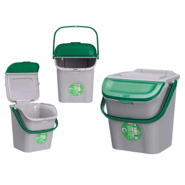 Мусорное ведро Stefanplast ECOWAY Зеленый Серый полипропилен 28 L Штабелируемые (6 штук)