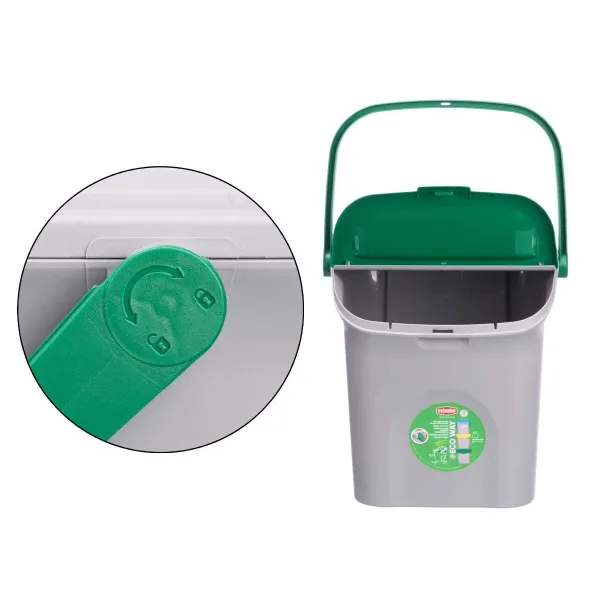 Šiukšlių dėžė Stefanplast ECOWAY Žalia Pilka polipropileno 28 L Sudedamas (6 vnt.)