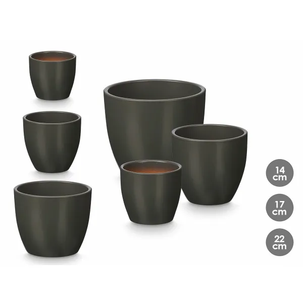 Katlu komplekts Ibergarden Antracīts Māls Ø 14 cm Ø 22 cm Ø 17 cm 3 Daudzums