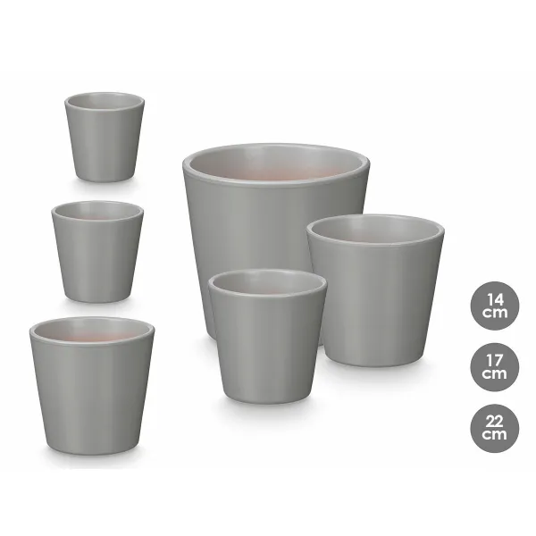 Set of pots Ibergarden Grey Clay Ø 14 cm Ø 22 cm Ø 17 cm 3 Pieces