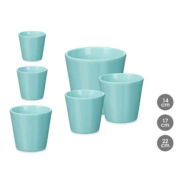 Set of pots Ibergarden Turquoise Clay Ø 14 cm Ø 22 cm Ø 17 cm 3 Pieces