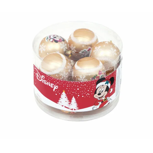 Ёлочный шарик Minnie Mouse Lucky Позолоченный 10 штук Пластик (Ø 6 cm)