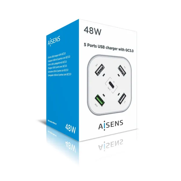 USB lādētājs Aisens ASCH-5PQC-W Balts