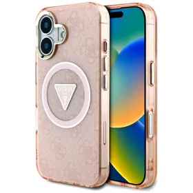 Guess IML Metal Glitter 4G Circle Triangle MagSafe - Case for iPhone 16 (pink)