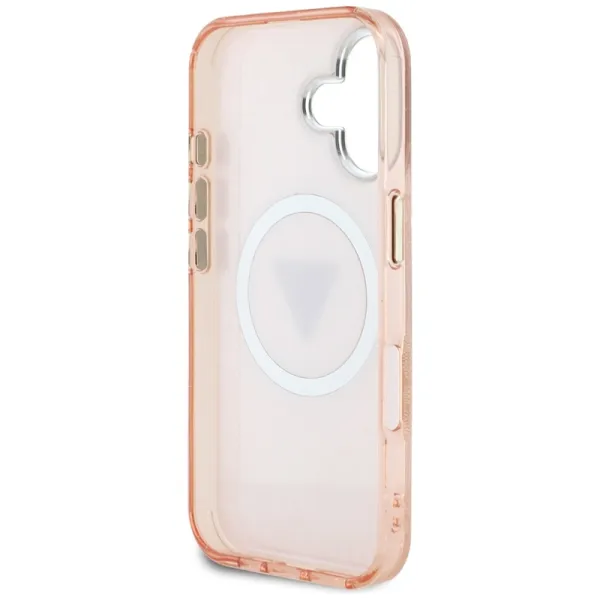 Guess IML Metal Glitter 4G Circle Triangle MagSafe - Case for iPhone 16 (pink)