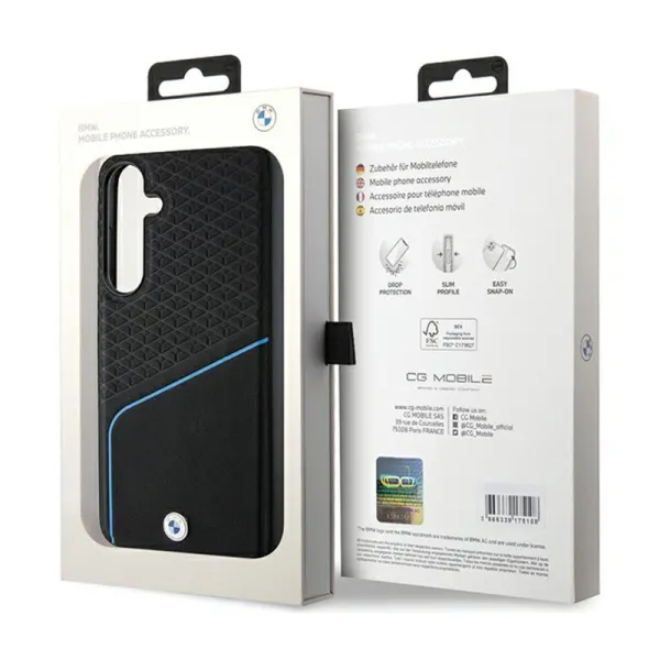BMW Signature Leather Textured & Line MagSafe - Case for Samsung Galaxy S24 (Black)