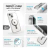 Speck Presidio Perfect-Clear ClickLock & MagSafe - iPhone 17e / 16e / 15 / 14 / 13 Case (Clear / Chrome Finish / Serene Silver)
