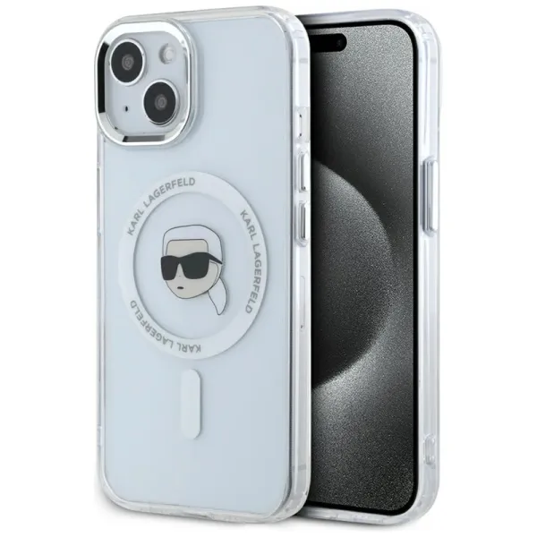 Karl Lagerfeld IML Metal Karl Head MagSafe - Case for iPhone 15 Plus (white)