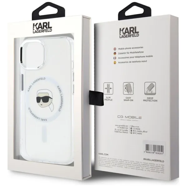 Karl Lagerfeld IML Metal Karl Head MagSafe - Case for iPhone 15 Plus (white)