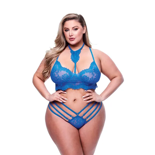 Underwear Set Baci Lingerie Bra & Panty Blue (Queen)