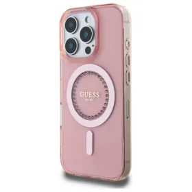Guess IML Rhinestones MagSafe - Case for iPhone 16 Pro Max (Pink)