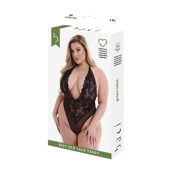 Underwear Set Baci Lingerie Eco Lace Teddy Black (Queen)