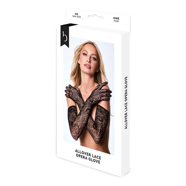 Gloves Baci Lingerie Allover Lace Opera Black