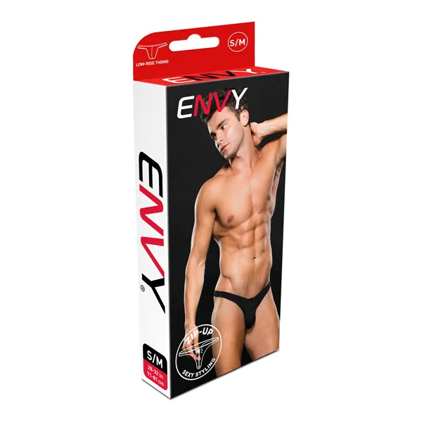 Thong Envy Lowrise Zip Black L/XL