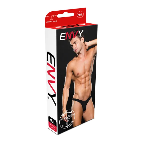 Thong Envy Lowrise Zip Black L/XL