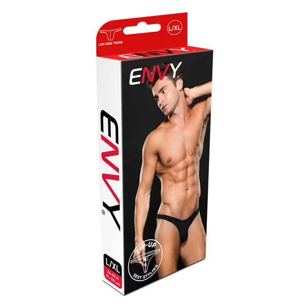 Thong Envy Lowrise Zip Black S/M