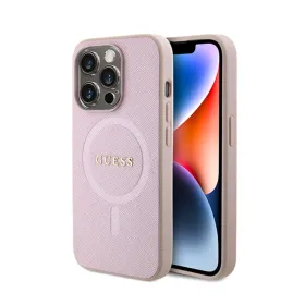 Guess Saffiano MagSafe - Case for iPhone 15 Pro (Pink)