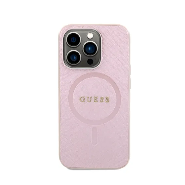Guess Saffiano MagSafe - Case for iPhone 15 Pro (Pink)