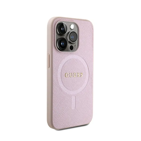 Guess Saffiano MagSafe - Case for iPhone 15 Pro (Pink)