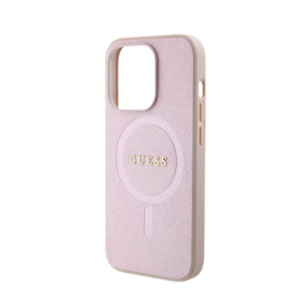 Guess Saffiano MagSafe - Case for iPhone 15 Pro (Pink)