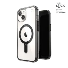 Speck Presidio Perfect-Clear ClickLock & MagSafe - iPhone 17e / 16e / 15 / 14 / 13 Case (Clear / Frosted Black / Slate Gray)