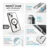 Speck Presidio Perfect-Clear ClickLock & MagSafe - iPhone 17e / 16e / 15 / 14 / 13 Case (Clear / Frosted Black / Slate Gray)