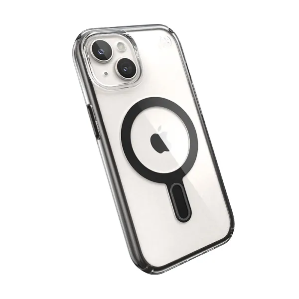 Speck Presidio Perfect-Clear ClickLock & MagSafe - iPhone 17e / 16e / 15 / 14 / 13 Case (Clear / Frosted Black / Slate Gray)