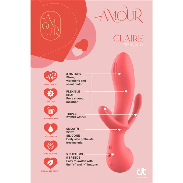 Classic Vibrator Dream Toys Amour Triple Pleasure Pink