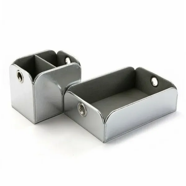 Valet Tray Versa Silver Polyskin Metal (13 x 6,5 x 20 cm)