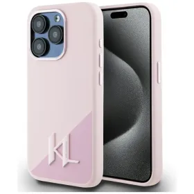 Karl Lagerfeld Silicone Shadow Metal Initial MagSafe - Case for iPhone 15 Pro (pink)