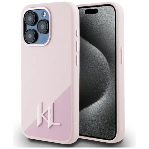 Karl Lagerfeld Silicone Shadow Metal Initial MagSafe - Case for iPhone 15 Pro (pink)
