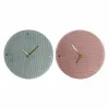 Wall Clock DKD Home Decor Green Pink 40,5 x 5,5 x 40,5 cm (2 Units)