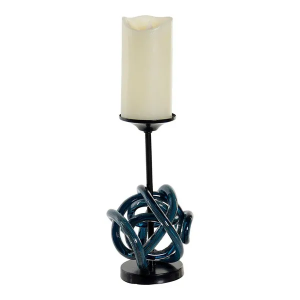 Candleholder DKD Home Decor 8424001723041 Crystal Blue Metal 13 x 13 x 25 cm