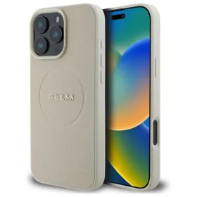 Guess Grained Ring MagSafe - Case for iPhone 16 Pro Max (beige)