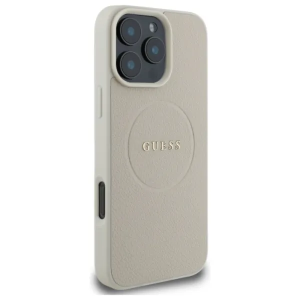 Guess Grained Ring MagSafe - Case for iPhone 16 Pro Max (beige)