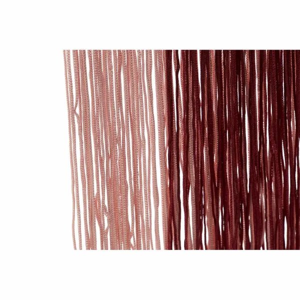 Hanging mirror DKD Home Decor Burgundy Light Pink Wood Metal Fringe 33,5 x 1 x 54 cm (2 Units)