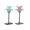 Candleholder DKD Home Decor Blue Pink Metal Crystal 12 x 12 x 24 cm (2 Units)