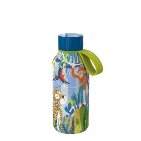Quokka Solid Kids with strap - 330 ml stainless steel thermal bottle with strap (Jungle)