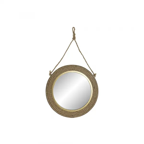 Wall mirror DKD Home Decor Brown Metal Crystal Rope Golden (46 x 2 x 46 cm)