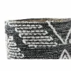 Basket DKD Home Decor 27 x 27 x 32 cm Natural Black White Ikat Jute Fringe Boho