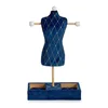 Jewellery Stand Blue Rhombus Velvet Wood (12 x 40 x 24 cm)