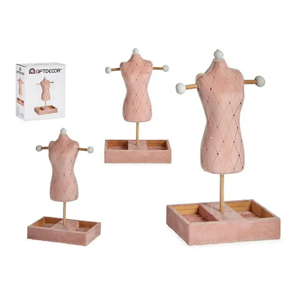 Jewellery Stand Pink Velvet Wood (12 x 40 x 24 cm)