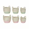 Basket set DKD Home Decor Natural Pink Green Natural Fibre 30 x 30 x 32 cm Boho (2 Units)