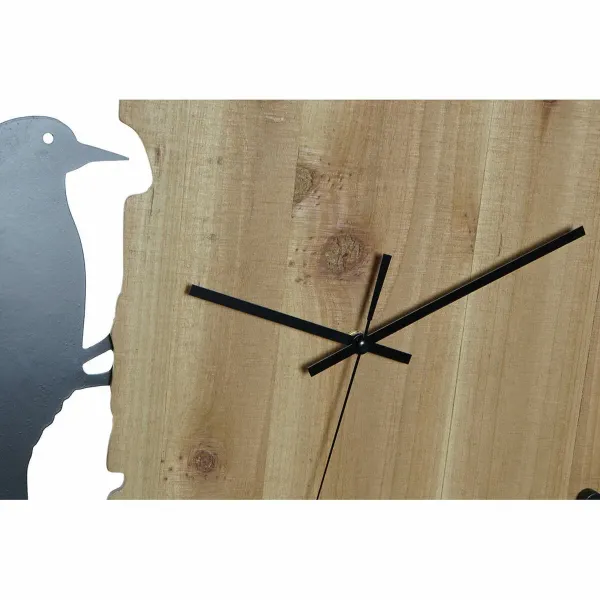 Wall Clock DKD Home Decor Black Brown White Iron Bird 50 x 4 x 50 cm MDF Wood (2 Units)