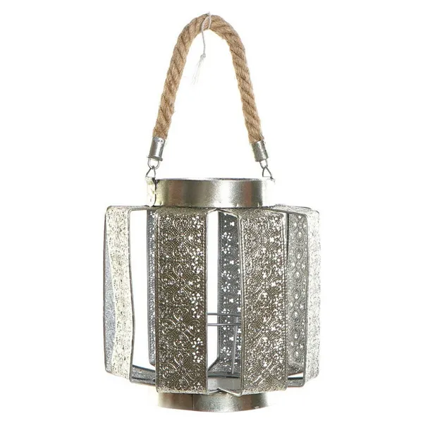 Candle Holder DKD Home Decor 21 x 21 x 23 cm Silver Metal Rope Arab