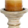 Candle Holder DKD Home Decor White Brown Metal Plastic Mango wood Floral Indian Man 12,5 x 12,5 x 31 cm