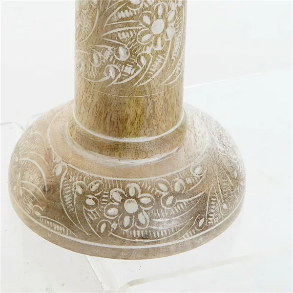 Candle Holder DKD Home Decor White Brown Metal Plastic Mango wood Floral Indian Man 12,5 x 12,5 x 31 cm