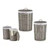 Laundry Basket Grey Cloth wicker (2 Pieces) (44 x 56 x 44 cm) (39 x 39 x 50,5 cm)