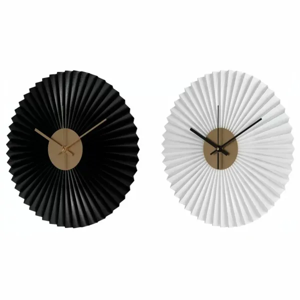 Wall Clock DKD Home Decor White Black White/Black Iron Plastic Modern 30 x 4 x 30 cm (2 Units)